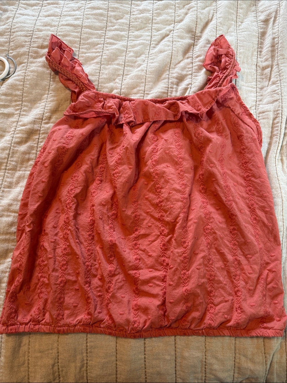 Maurices Coral Ruffle-Trim Tank